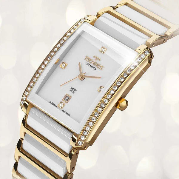 Relogio Technos Feminino Ceramic Sapphire Dourado - GN10AX/4B
